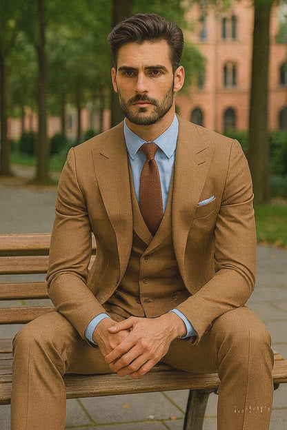 Designer Brown Three-Piece Suit – Business & Wedding Attire