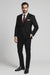 Men's 2 Button Paisley Designed Black Velvet Suit