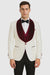 Mens Vested Designer Wide Velvet Wedding Tuxedo in Ivory