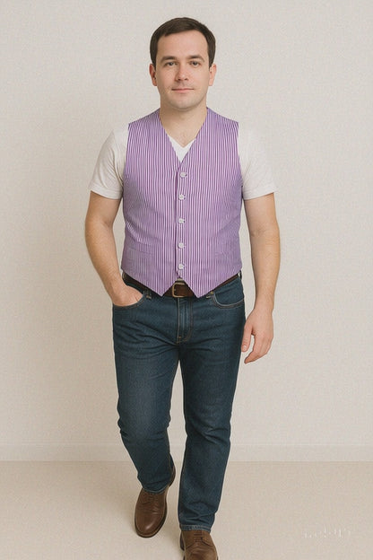 Men's Dark Navy Blue and White Stripe ~ Pinstripe Seersucker Sear sucker suit Vest Set