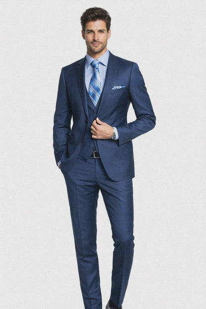 Bertolini Wool & Silk 2Pc French Blue Suit Modern Fit