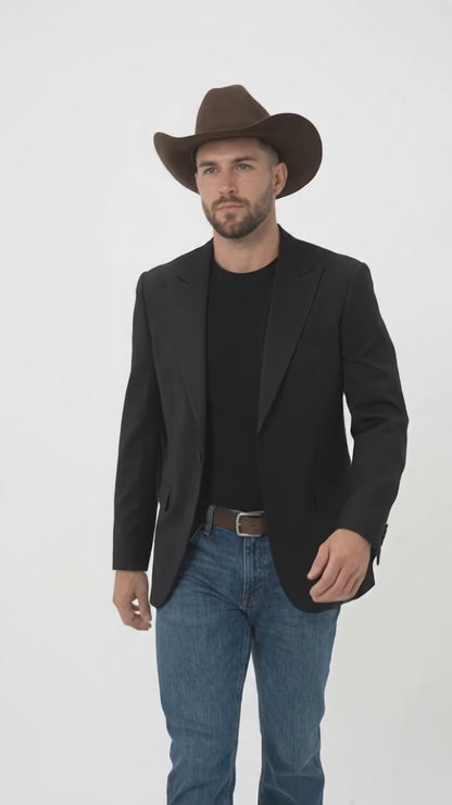 Men’s Black Western Blazer – Peak Lapel Cowboy Jacket Sport Coat