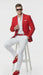 Mens Red Blazer and White Pants Set – Stylish Casual Dress Outfit For New Year Holiday and Christmas Suit
