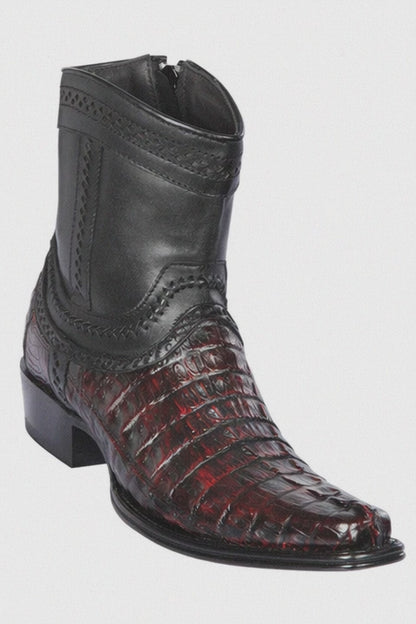 Los Altos Black Cherry Caiman Tail Low Shaft European Square Toe Men’s Boot