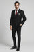 Men's 2 Button Paisley Designed Black Velvet Suit