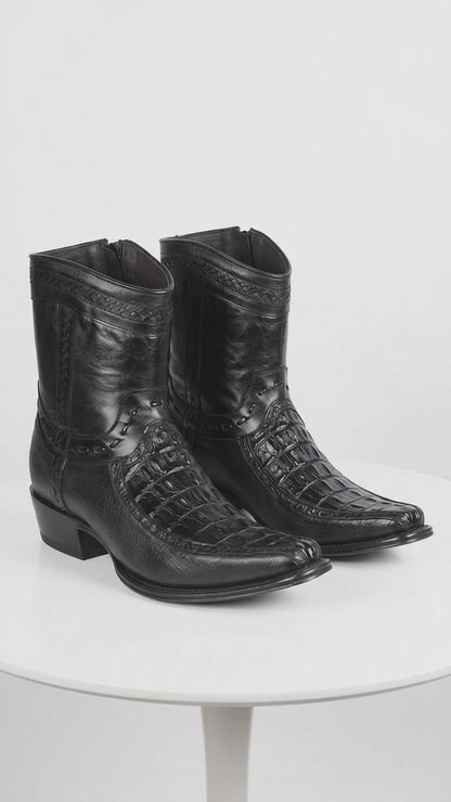 Men's Los Altos Caiman Tail and Deer European Toe Short Boots 76BF01