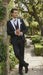 Men’s Black and White Lapel Prom Tuxedo Suit + Black Vest + Black Pants Peak Lapel