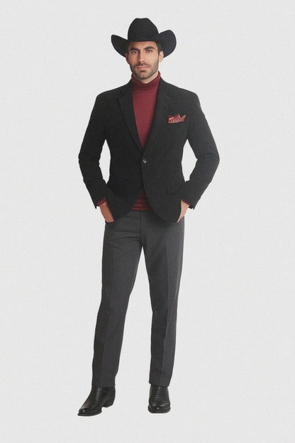 Men's 2 Buttons Classic Corduroy Cheap Priced Unique Dress Blazer Jackets For Men Sale Black