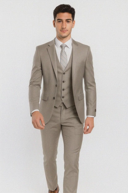 Men’s Gray Vested Modern Fit Suit – Stylish 3-Piece Formal Wear for Weddings, Business & Special Events