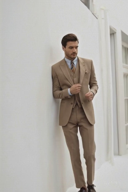Men's Tan - Coffee Color Outfit Male Attire Great Gatsby Clothing Costumes Suits