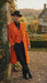 Men’s halloween Costume Orange Long Zoot Suit Set With Black Shirt and Black Pants included