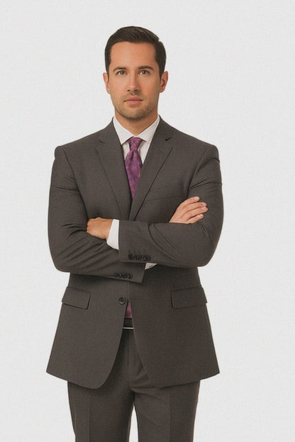 Men's Vitali  Authentic 2 Button Charcoal Slim Fit Suit - Color: Dark Grey Suit