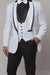 White Slim Fit Tuxedo 3 Piece with Satin Shawl Collar Vest