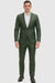 Mens Olive Slim Fit Faux Leather Suit – 1 Button Notch Lapel