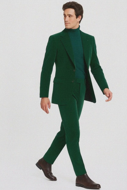 Mens Velvet Suit - Green Suit