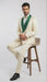 Men's Ivory and Emerald Green Jacquard Tuxedo Suit + Bowtie – 3-Piece Formal Wedding, Prom, and Gala Outfit