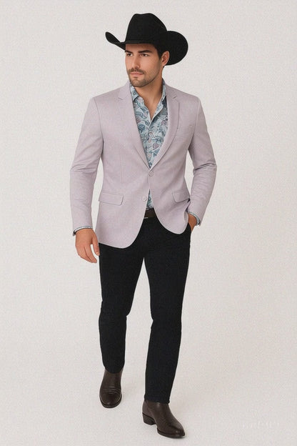 Men's Slim Fit Western Blazer Sport Coats Silver Sacos Vaqueros Para Hombre