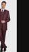 Men’s Burgundy 3-Piece Suit – Burgundy Three Buttons Vested Suit - Pleated Pants Classic Fit Athletic Cut