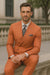 Bold Orange Double-Breasted Suit – Wedding & Business Attire