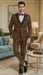 Men’s Light Brown Tuxedo Suit with Black Satin Lapel – 3 Piece Formal Wedding & Prom Outfit - Country Look