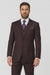 Solid Plum Eggplant Very Dark Purple W Hand-Pick Stitching Super 150'S Vested Suit - 100% Percent Wool Fabric Suit - Worsted Wool Business Suit