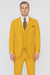 Poplin Fabric Pacelli 3pc Mustard Suit CAMERON-10027 Classic Fit Pleated Pants Athletic Cut