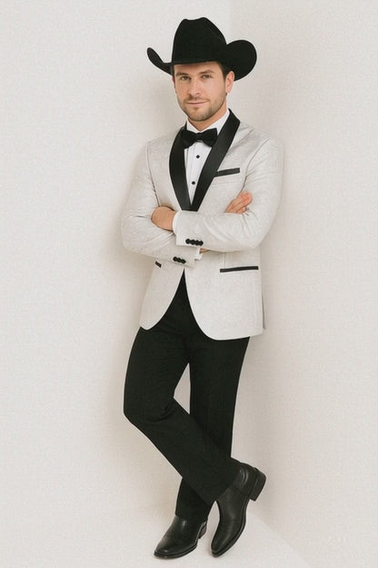 Western Suit - Trajes Para Hombres - Cowboy Formal Attire - Trajes De Novio - Peak Lapel Single Breasted White Suit