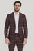 Bold Gangster Plaid Suit - 1920s Mens Fashion Window Pane Suit - Burgundy