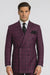 Burgundy Plaid Suit for Men – Rossiman Double-Breasted Windowpane Two-Piece