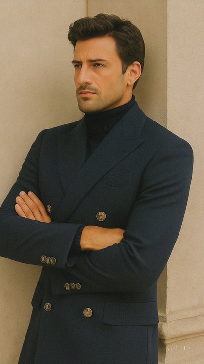 Men's Charcoal Grey - Dark Gray Fabric Double breasted Overcoat  44 inch full length Topcoat
