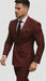 Double Breasted Slim Fit Suit - Burgundy Suit - Tapred Fit Pants