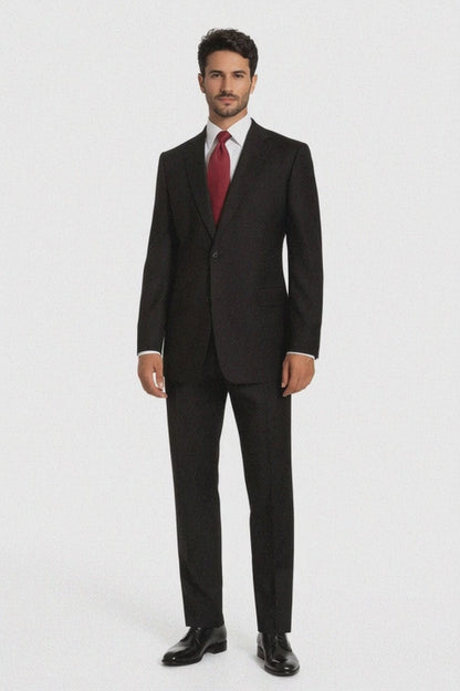 Athletic Cut Classic Suits Men's suit  Classic Relax Fit Pleated Pants 19 Inch Bottom Brown
