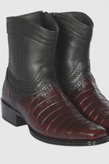 Los Altos Black Cherry Caiman Tail Low Shaft European Square Toe Men’s Boot