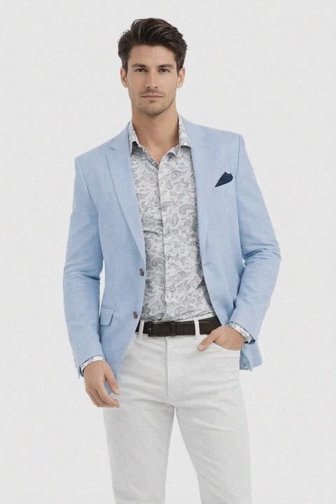 Linen Blazer - Light Blue Linen Sportcoat