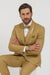 Men’s Champagne Tuxedo – Vested Satin Trim Shawl Lapel Suit for Wedding & Prom