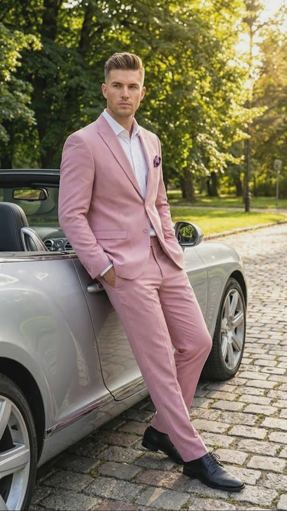 Vitali Brand Men’s Light Pink Formal Suit - Blush Color Modern Fit