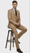 Men's Tan Three-Piece Suit with Vest – Classic Tailored Fit  in camel khaki Bronze color By Rossiman
