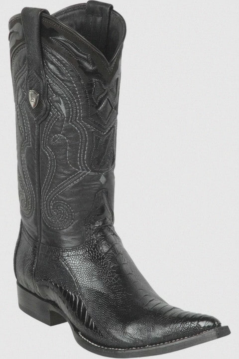 Men's Wild West Ostrich Leg Skin 3X Toe Boots
