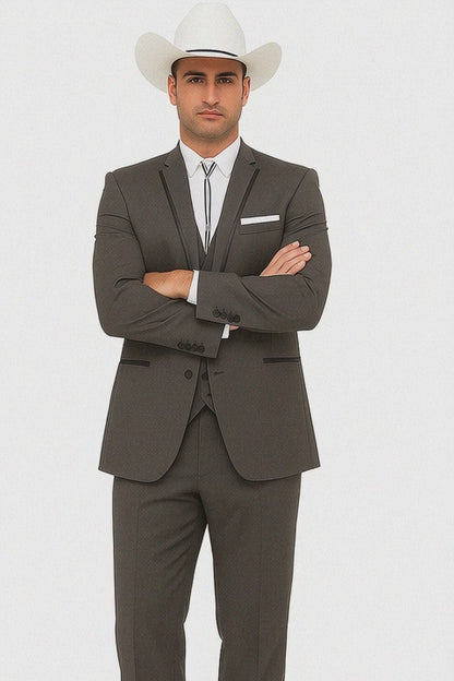 Western Suits For Wedding - Western Tuxedo - Grey - Traje Para Hombre