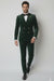 Mens Velvet Suit - Slim Fit Double Breasted Suit Blazer and Pants - Green