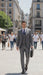 Mens 2 Button Vested Peak Lapel Plaid Suit in Grey