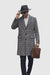 Mens Plaid Overcoat - Checkered Carcoat - 100% Wool Three Quarter Peacoat