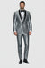 Silver Shiny Tuxedo Vested Suit - Sateen Sharkskin Fabric Groom Suit
