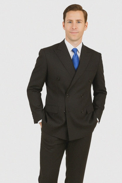 Giorgio Fiorelli Double-Breast Black Stripe Suit Modern Fit