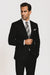 Mantoni Suit - Signature Menswear Wool Fabric SuitsOutlet - Brand Men's 2 Button Suit Black- High End Suits - High Quality Suits