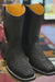 Black Square Toe Snake Print Boots