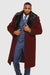 Burgundy Overcoat ~ Long Men's Dress Topcoat -  Winter coat With Fur Collar in and Fabric