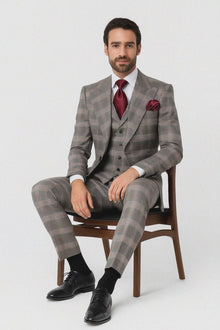 Suits With Baggy Pleated Pants - Wide Leg Pants 100% Wool - Classic Fit Single Breast Lapel Vest by Rossiman