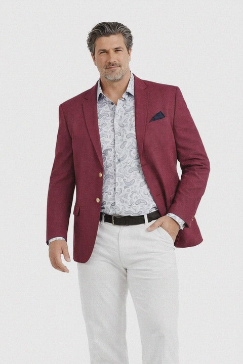 Linen Blazer-Burgundy Linen Sportcoat