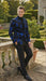 Men’s Black and Royal Blue Patterned Blazer – Paisley Floral Sport Coat Prom Jacket